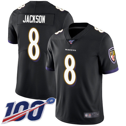 Baltimore Ravens Limited Black Men Lamar Jackson Alternate Jersey NFL Football 8 100th Season Vapor Untouchable